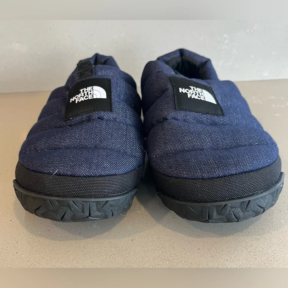 NEW The North Face Men's Nuptse Mule Slippers Shoes Dark Denim TNF Black Size 10 - Picture 6 of 13